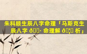 朱科顺生辰八字命理「马斯克生辰八字 🕷 命理解 🦆 析」